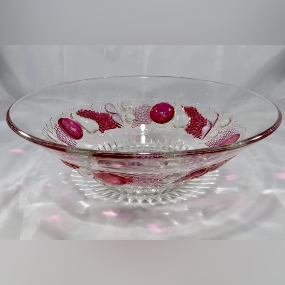 Westmoreland Glass Della Robbia Vintage Cranberry Centerpiece Fruit Bowl - Picture 1 of 3